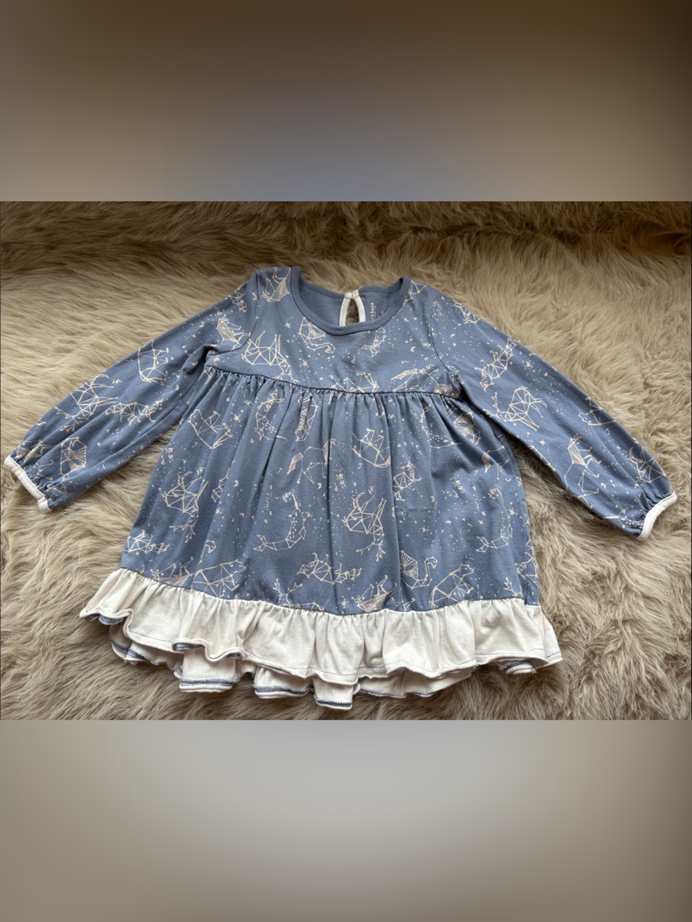 Burt’s Bees Kids Blue and White Constellation & Stars Ruffle Dress